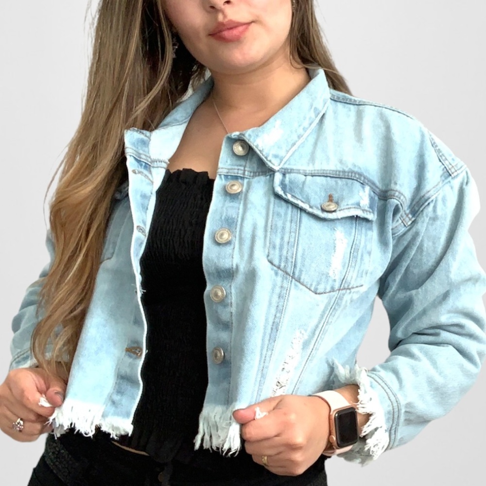 Vintage Distressed Ripped Denim Jacket